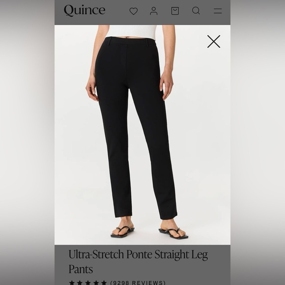 NWOT Quince Black Ultra Stretch Ponte Straight Leg Pants size Large - Picture 2 of 9